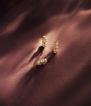 Beams Baguette Diamond Hoop Earrings