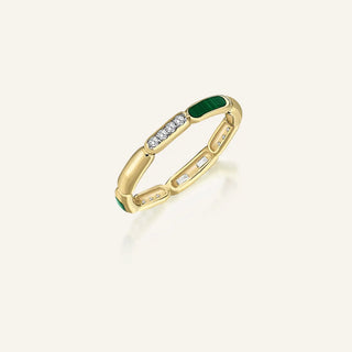 Beams Malachite & Diamond Thin Full Eternity Ring