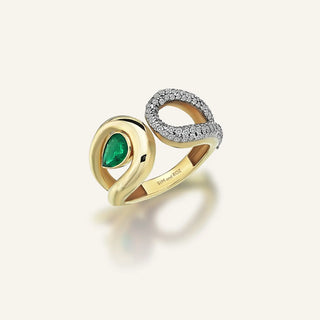 Chroma Pear Cut Emerald & Diamond Ring