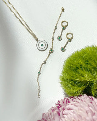 Comet Emerald & Baguette Diamond Drop Earrings