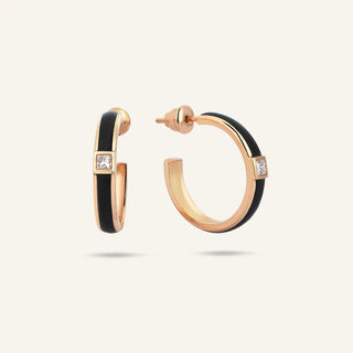 Disc Kırmızı Altın Mineli Pırlanta Halka Küpe