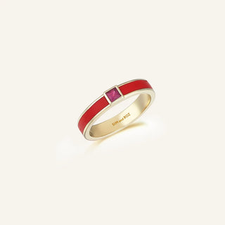 Disc Enamel & Ruby Ring