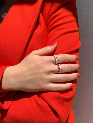 Disc Enamel & Ruby Ring