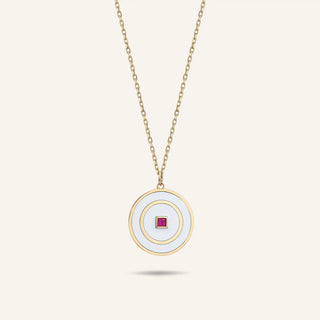 Disc Enamel & Ruby Necklace