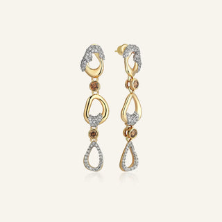 Flow Cognac Diamond Drop Earrings