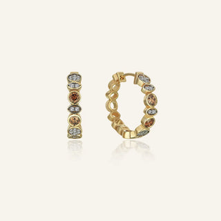 Loops Cognac Diamond Mini Hoop Earrings