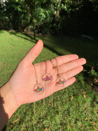 Love Mantra A Initial Multicolor Gemstone Necklace