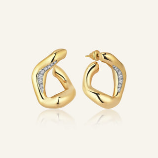 Maxi Stream Sarı Altın Pırlanta Küpe