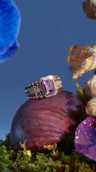 Morphose02 Amethyst Ring in Rose Gold