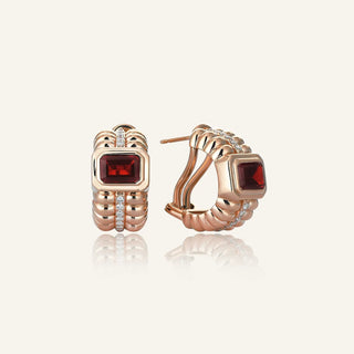 Morphose02 Kırmızı Altın Garnet Taşlı Halka Küpe