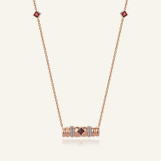 Morphose02 Kırmızı Altın Garnet Taşlı Kolye