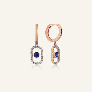 Orb Kırmızı Altın Safir Sallantılı Küpe