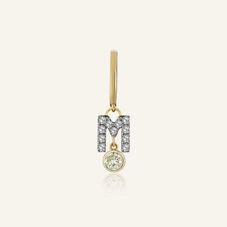 Diamond M Initial Earring