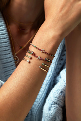 Rainbow A Initial Multicolor Gemstone Bracelet