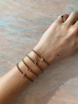 Rainbow A Initial Multicolor Gemstone Bracelet