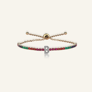 Rainbow Pırlanta B Harfi Bilezik