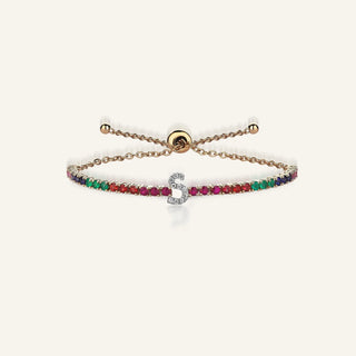 Rainbow Pırlanta S Harfi Bilezik