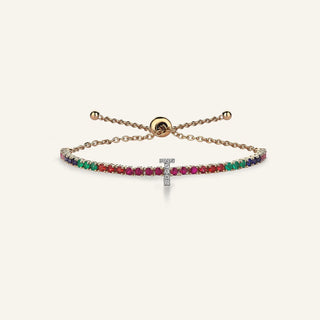 Rainbow Pırlanta T Harfi Bilezik