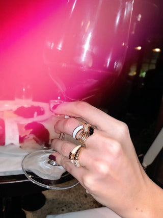 Rise Black Enamel Ring