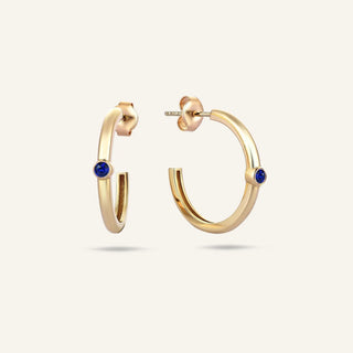 Safir Sarı Altın Halka Küpe