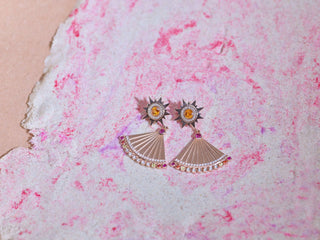 Sun Beam Sapphire & Cognac Diamonds Drop Earrings