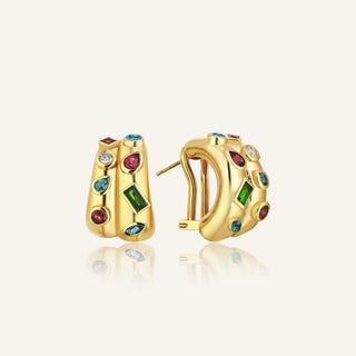 Treasured Double Çok Renkli Taşlı Küpe