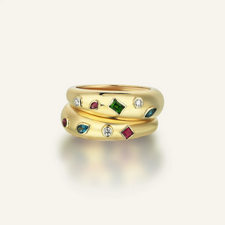 Treasured Double Çok Renkli Taşlı Yüzük