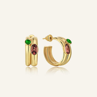 Treasured Turmalin Taşlı Halka Küpe